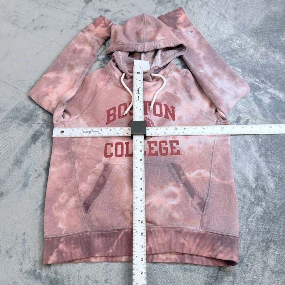 Vtg Women's Boston College Champion Hoodie W/ Logo Pink Tie Dye Eagles Sz S - Picture 6 of 12
